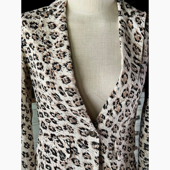 Joie Leopard 100% Linen Blazer 00 - Picture 2 of 12